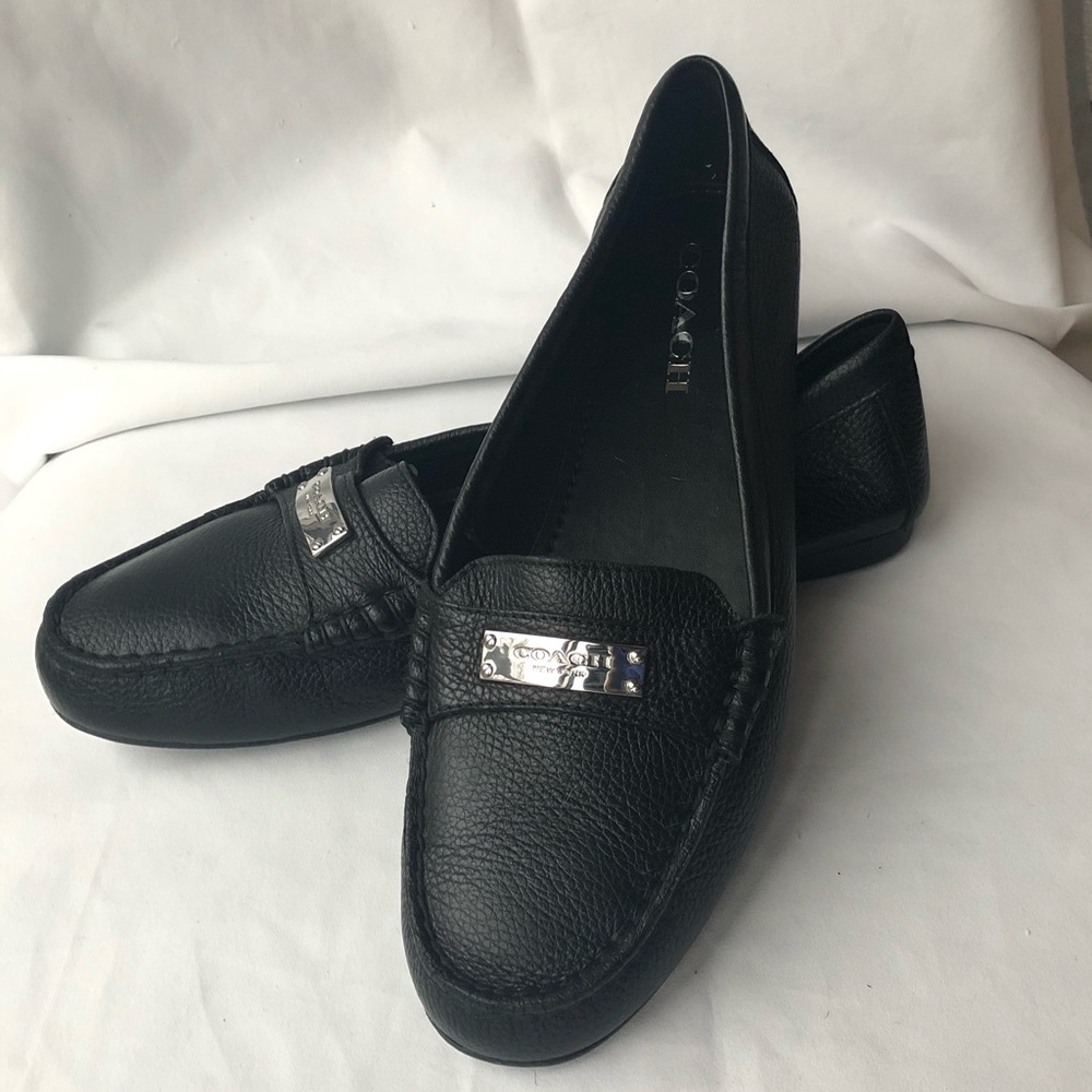 Black coach loafer flat shoes